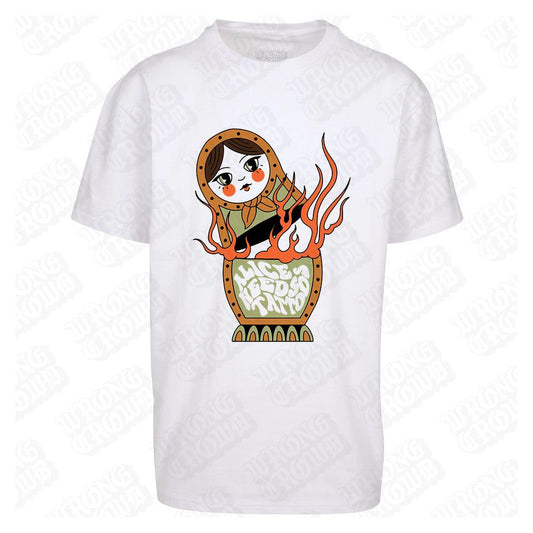 Russian Doll | Oversized White T-Shirt - Wrong Crowd Artist merch