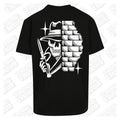Skull Behind Wall | Oversized Black T-Shirt - Wrong Crowd Artist merch