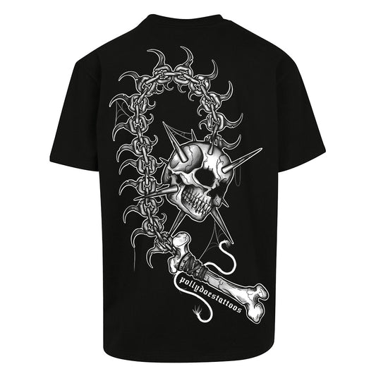 Skull Flail | Oversized Black T-Shirt - Wrong Crowd Artist merch