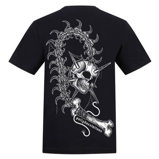 Skull Flail | Regular Fit Black T-Shirt - Wrong Crowd Artist merch