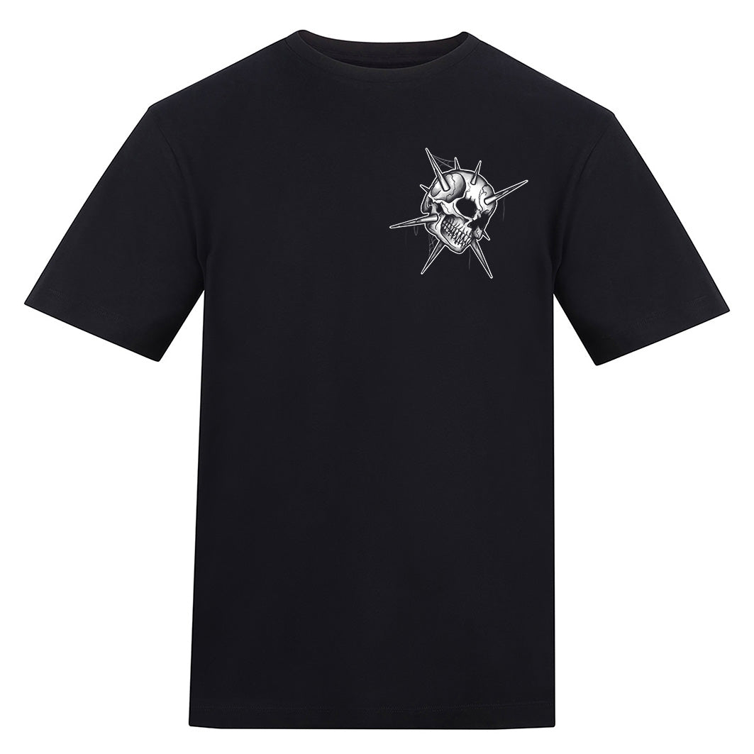 Skull Flail | Regular Fit Black T-Shirt - Wrong Crowd Artist merch