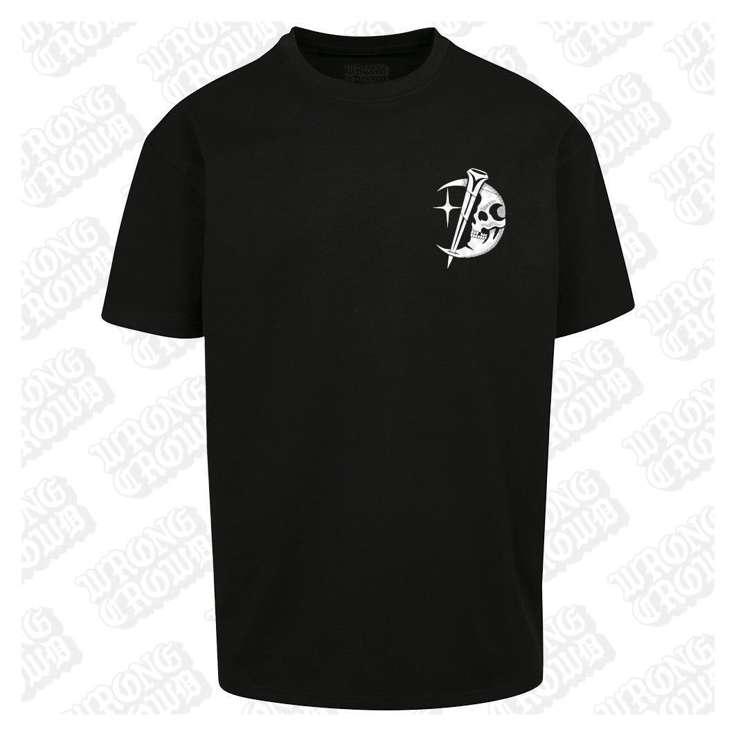 Skull Flash | Oversized Black T-Shirt - Wrong Crowd Artist merch