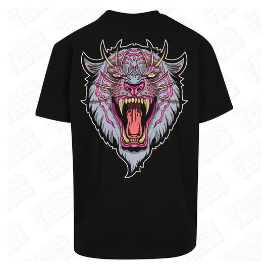 Snow Tiger | Oversized Black T-Shirt - Wrong Crowd Artist merch