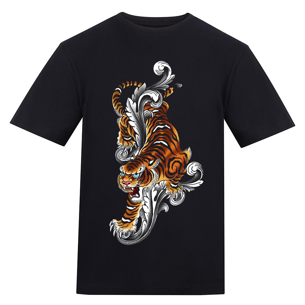 Tiger | Regular Fit Black T-Shirt
