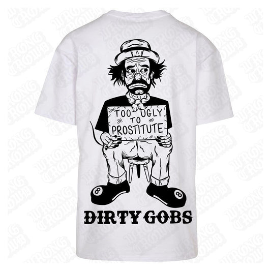 Too Ugly To Prostitue | Premium Oversized White Thugger T-Shirt - Wrong Crowd Artist merch