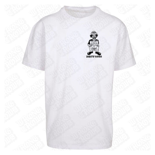 Too Ugly To Prostitue | Premium Oversized White Thugger T-Shirt - Wrong Crowd Artist merch