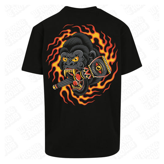Gorilla | Oversized Black T-Shirt - Wrong Crowd Artist merch