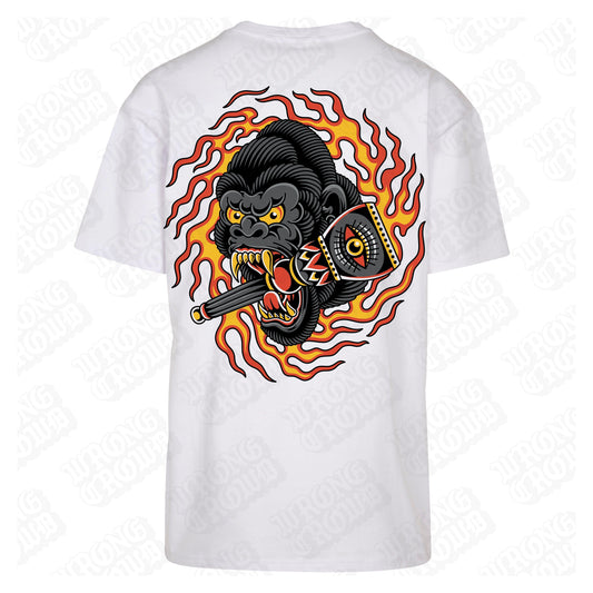 Gorilla | Oversized White T-Shirt - Wrong Crowd Artist merch