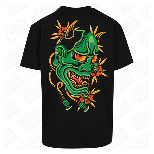 Hannya | Oversized Black T-Shirt - Wrong Crowd Artist merch
