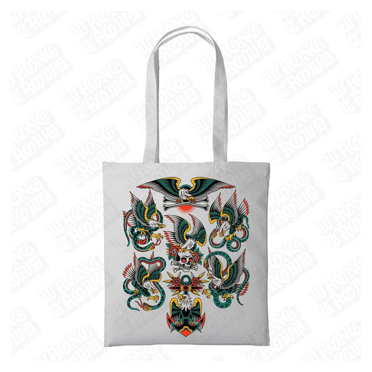 Eagle Flash | White Shopper Tote Bag - Wrong Crowd Artist merch