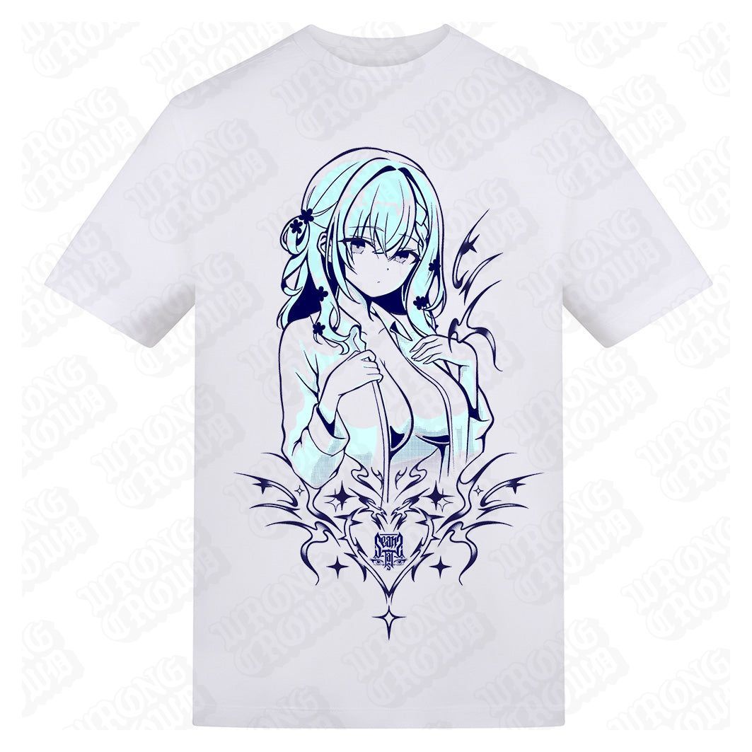 Vintage Anime Girl Blue | Regular Fit White - Wrong Crowd Artist merch