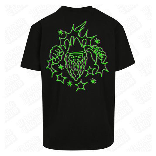 Wizard Lightning | Oversized Black T-Shirt - Wrong Crowd Artist merch