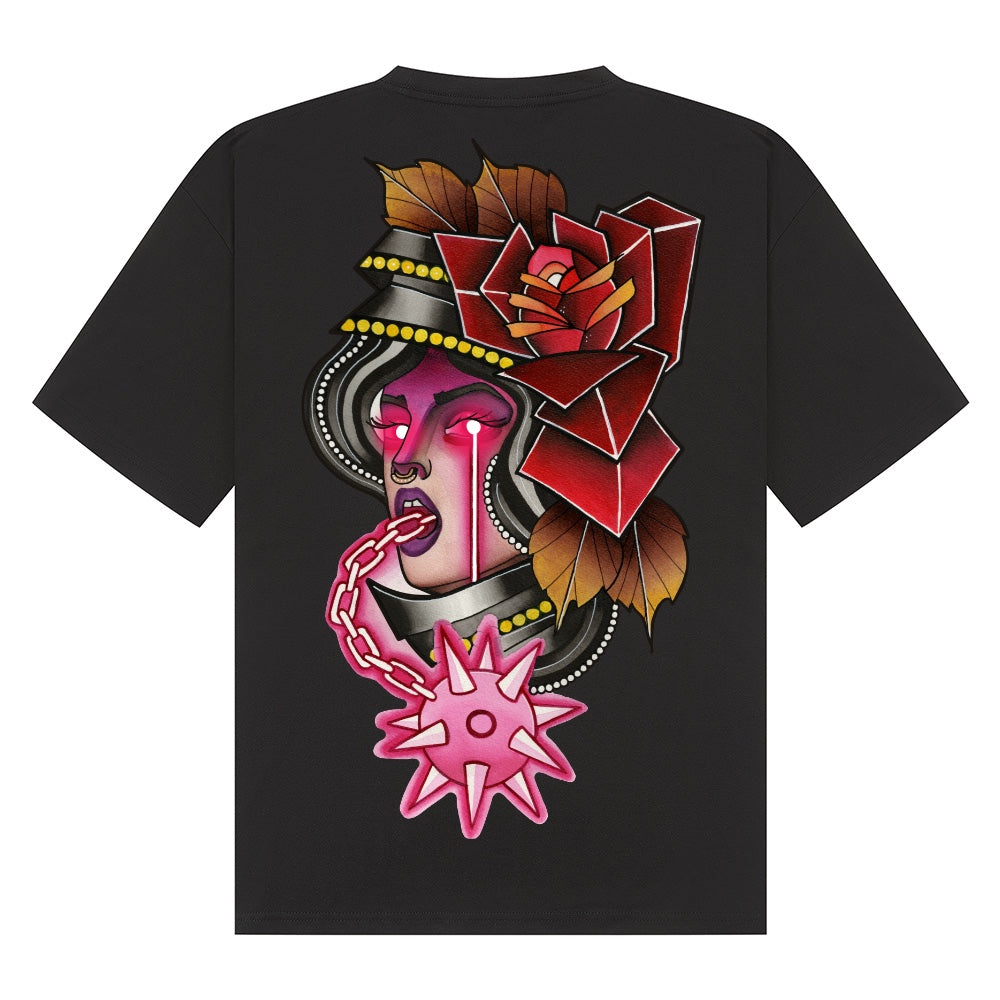Neon Knight | Black | Breezer 180gsm Oversized T-Shirt - Wrong Crowd Artist merch