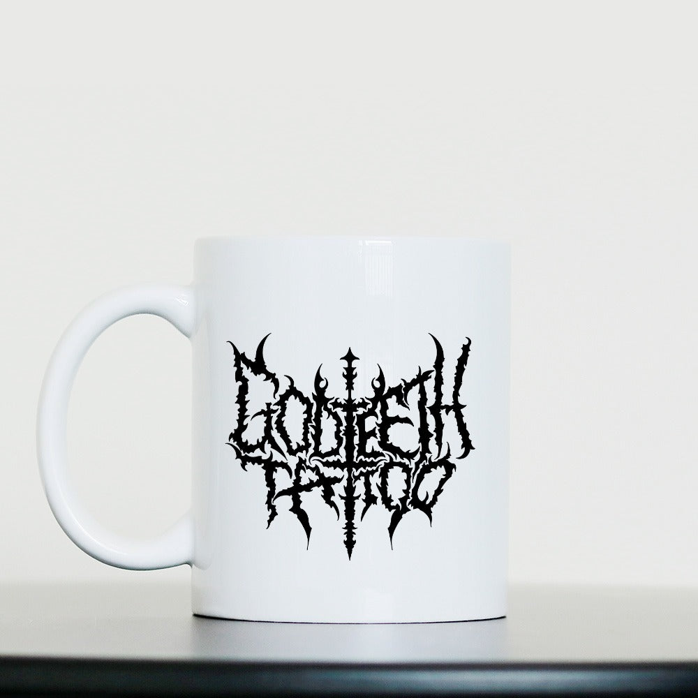Metal logo and flail mug | White | 11oz Mug - Wrong Crowd Artist merch