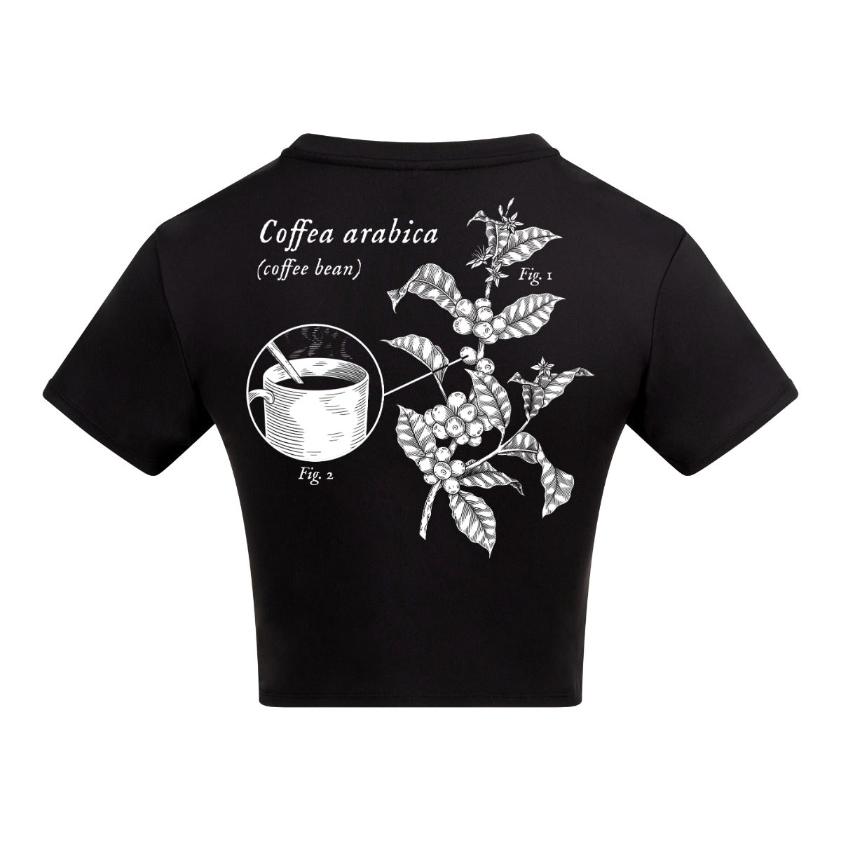Coffee Plant Study | Black | Vixen Recycled Womens 240gsm Cropped Tee