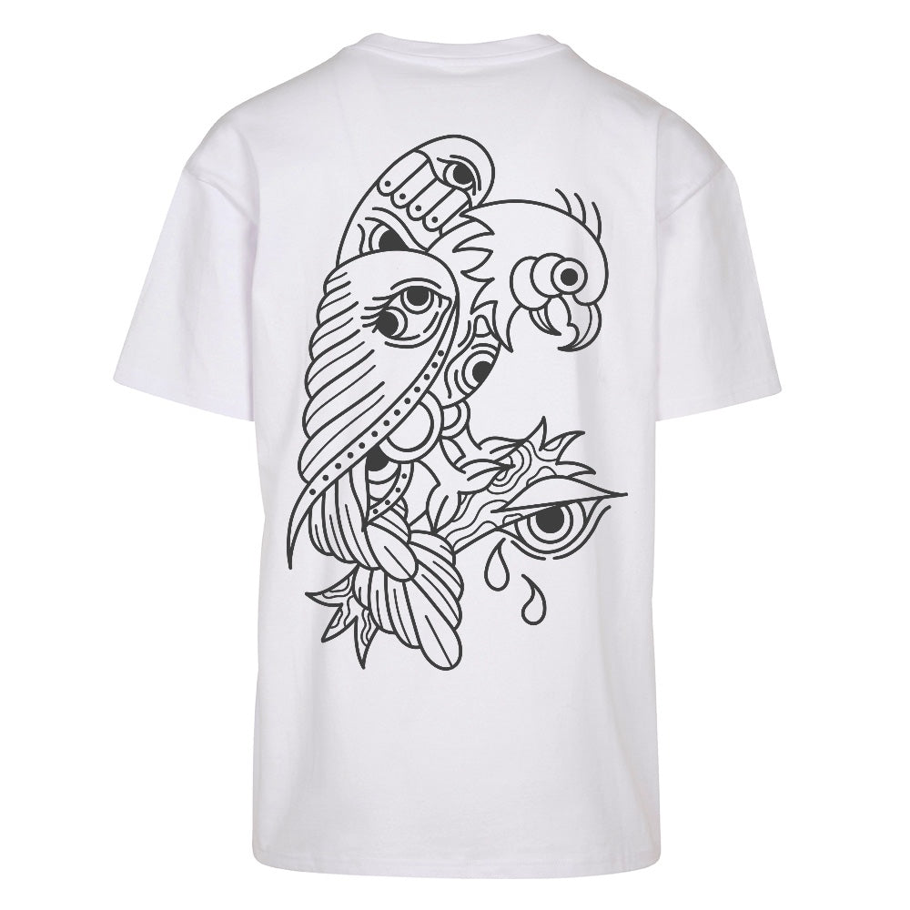 Eye Bird | White | Oversized T-Shirt - Wrong Crowd Artist merch