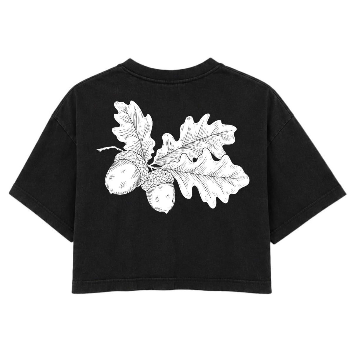 Acorn Branch | Washed Black | Rogue Womens 220gsm Washed Cropped Tee