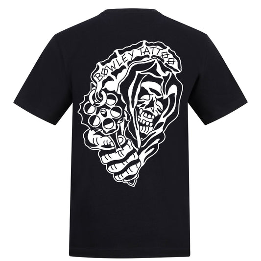 Reaper White Black Tee | Black | Duzzer 180gsm Regular Fit T-Shirt