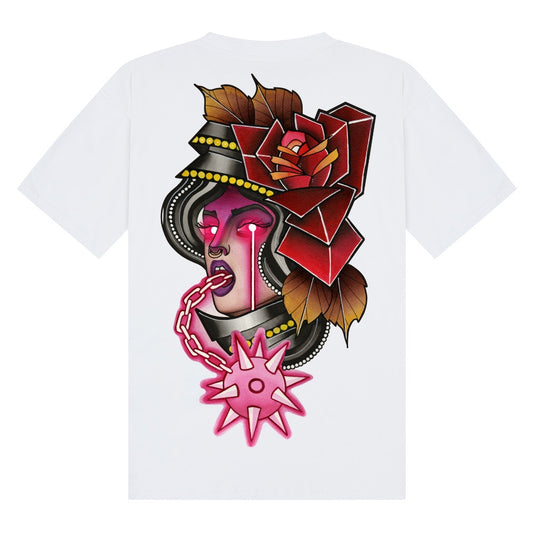 Neon Knight | White | Breezer 180gsm Oversized T-Shirt - Wrong Crowd Artist merch