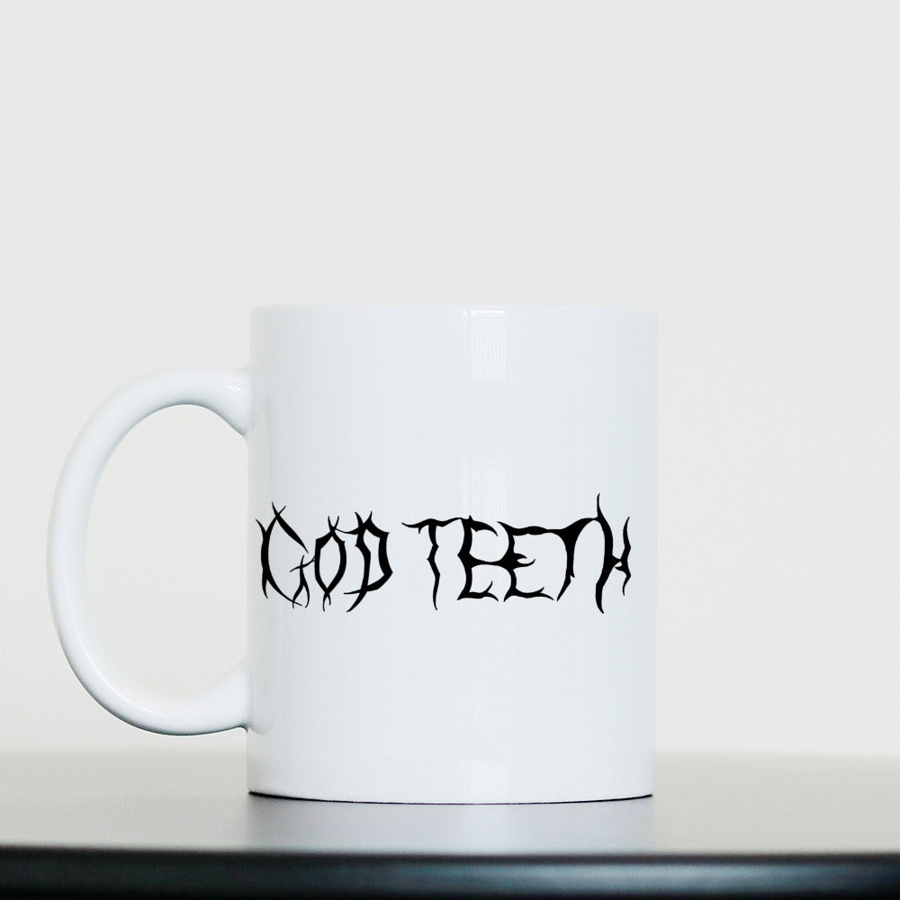 GODTEETH skullflower mug | White | 11oz Mug - Wrong Crowd Artist merch