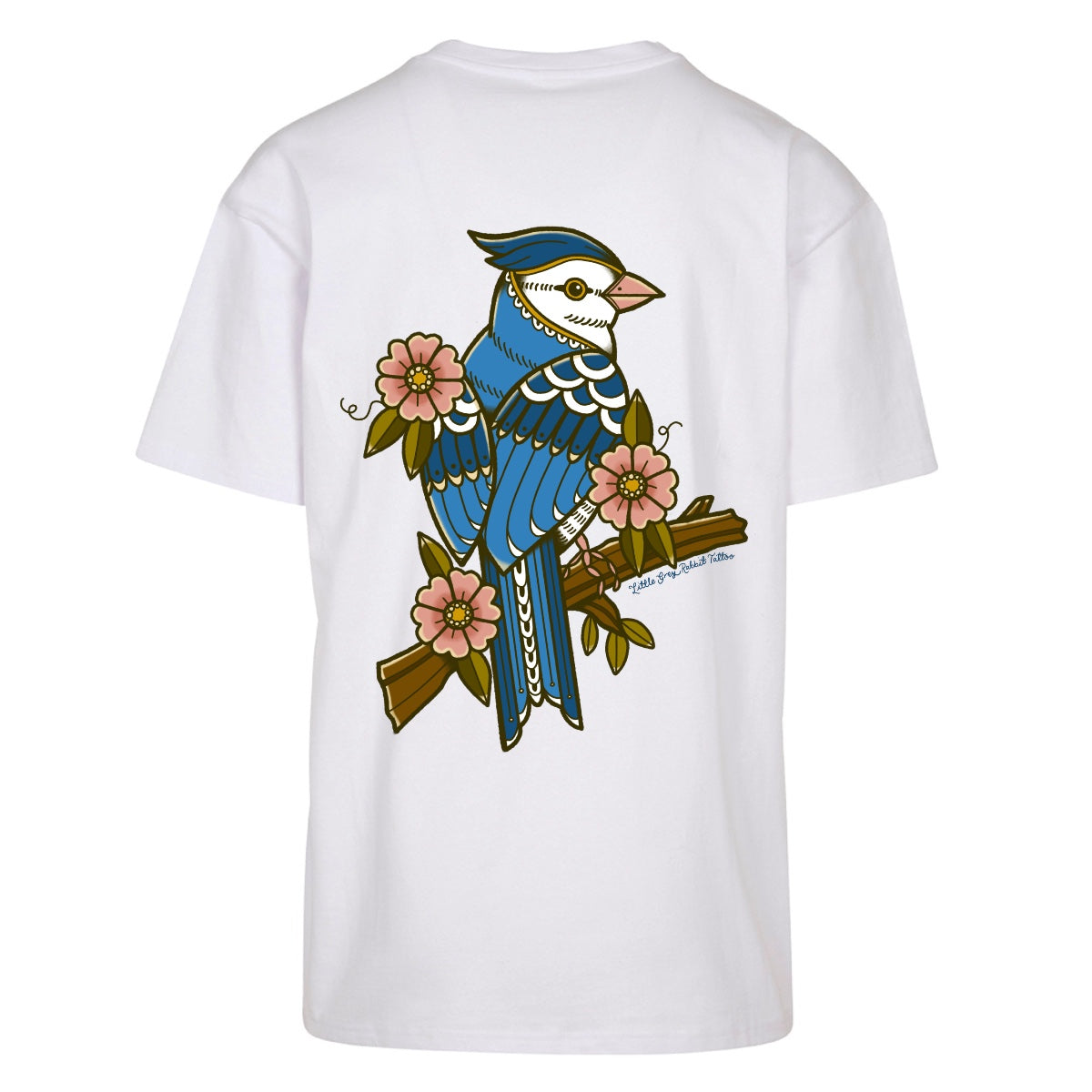 Floral Bird T-Shirt | White | Oversized T-Shirt