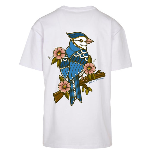 Floral Bird T-Shirt | White | Oversized T-Shirt