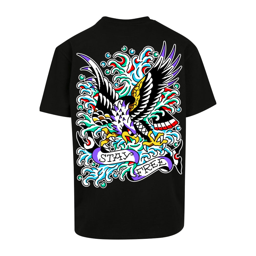 Eagle tee | Black | Dunker 240gsm Oversized T-Shirt - Wrong Crowd Artist merch