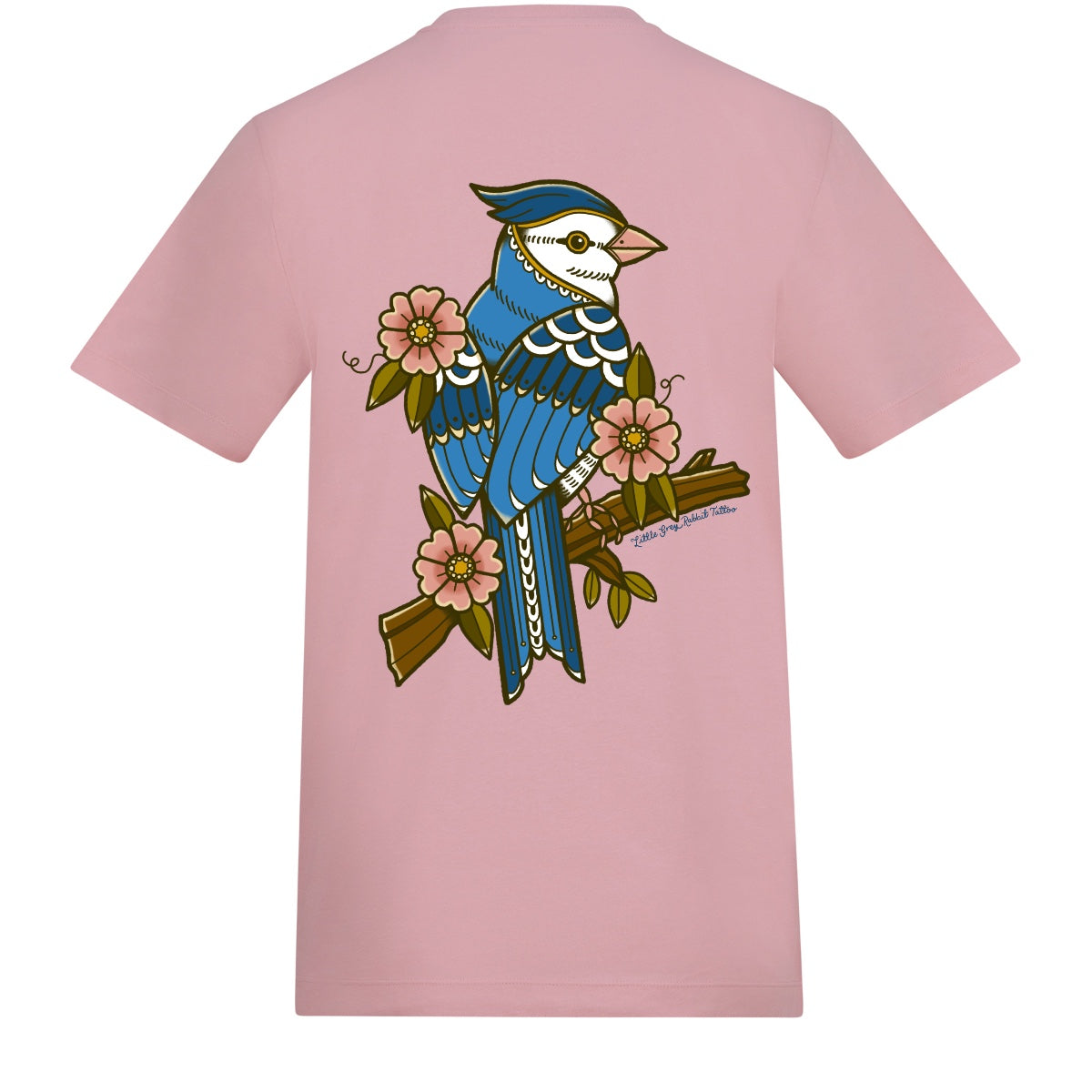 Floral Bird T-Shirt | Baby Pink | Duzzer 180gsm Regular Fit T-Shirt