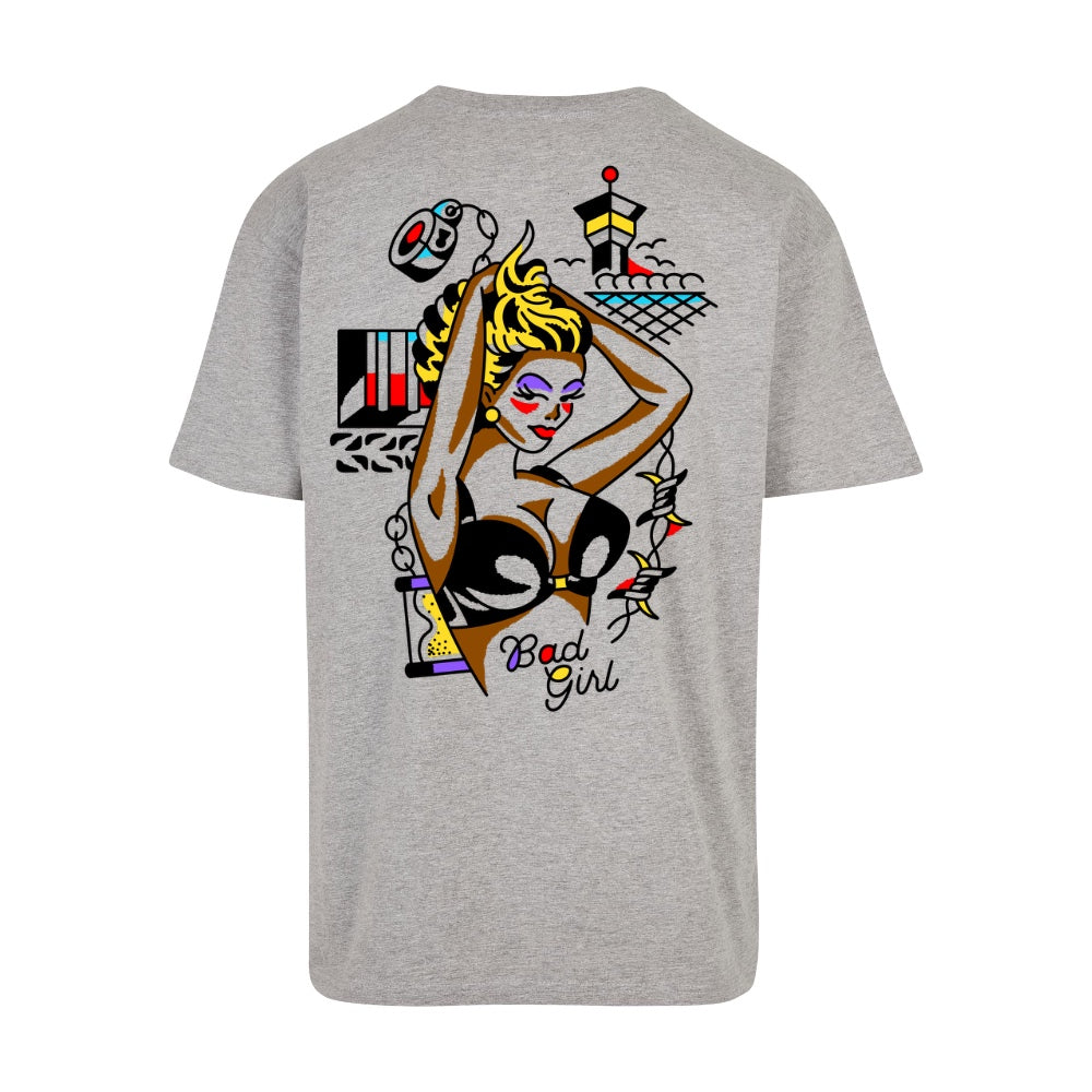 Bad Girl Tee | Grey | Dunker 240gsm Oversized T-Shirt
