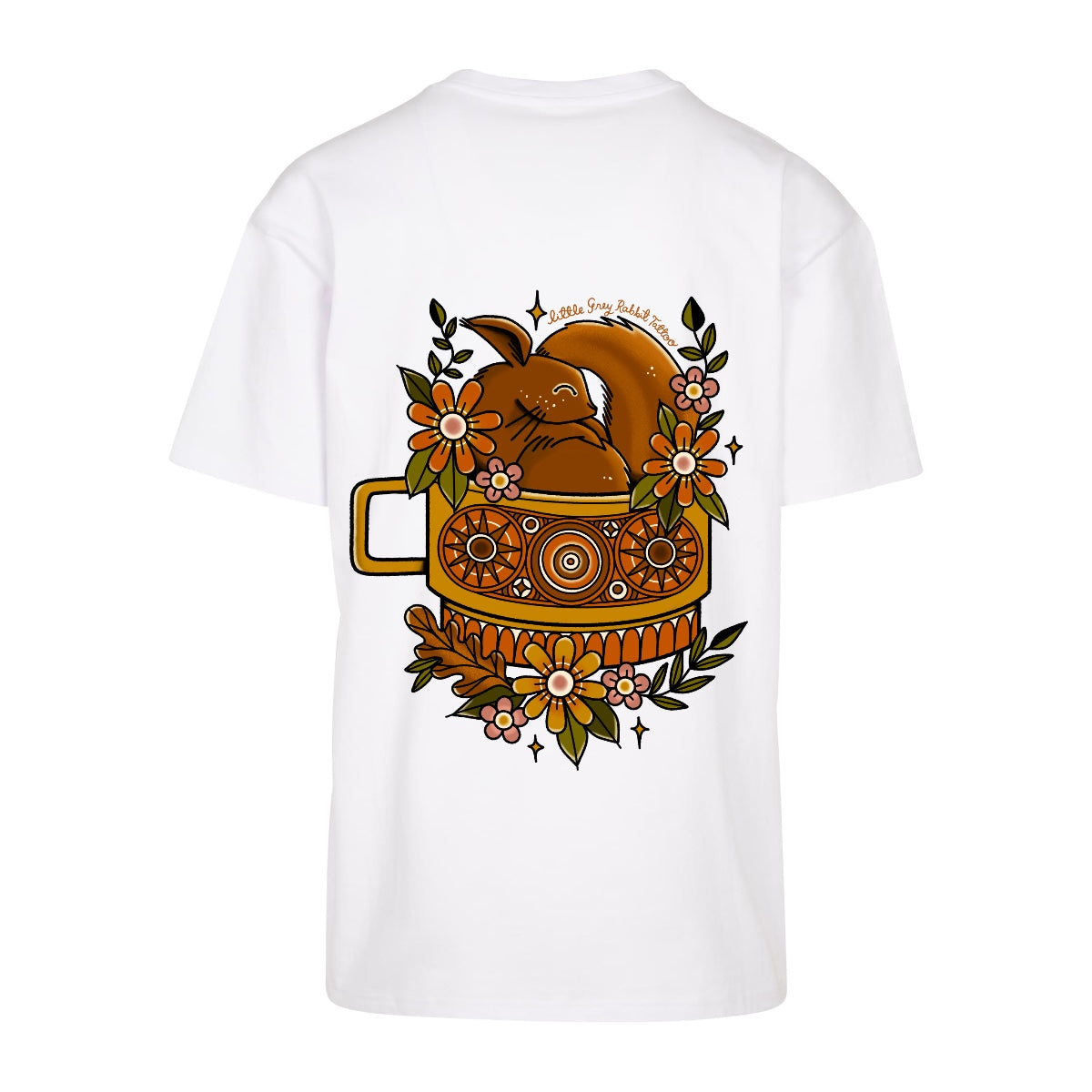 Sleepy Squirrel T-Shirt | White | Dunker 240gsm Oversized T-Shirt