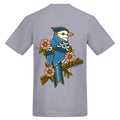 Floral Bird T-Shirt | Heather Grey | Duzzer 180gsm Regular Fit T-Shirt
