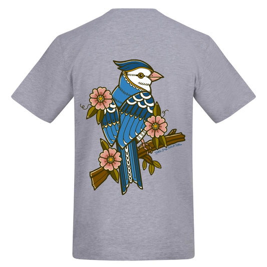 Floral Bird T-Shirt | Heather Grey | Duzzer 180gsm Regular Fit T-Shirt