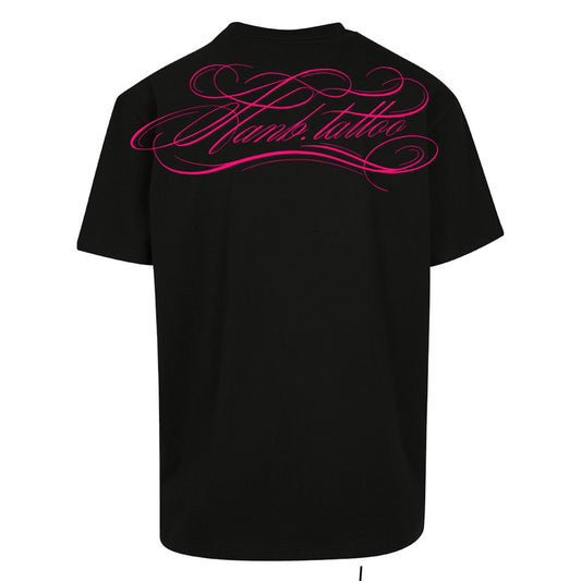-swirly pink | Black | Oversized T-Shirt