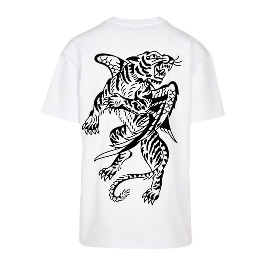 Tigers Black Tee | White | Dunker 240gsm Oversized T-Shirt