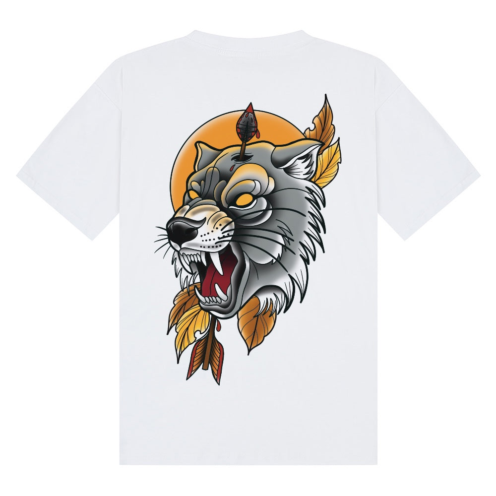 Wolf Head oversized Tee | White | Breezer 180gsm Oversized T-Shirt