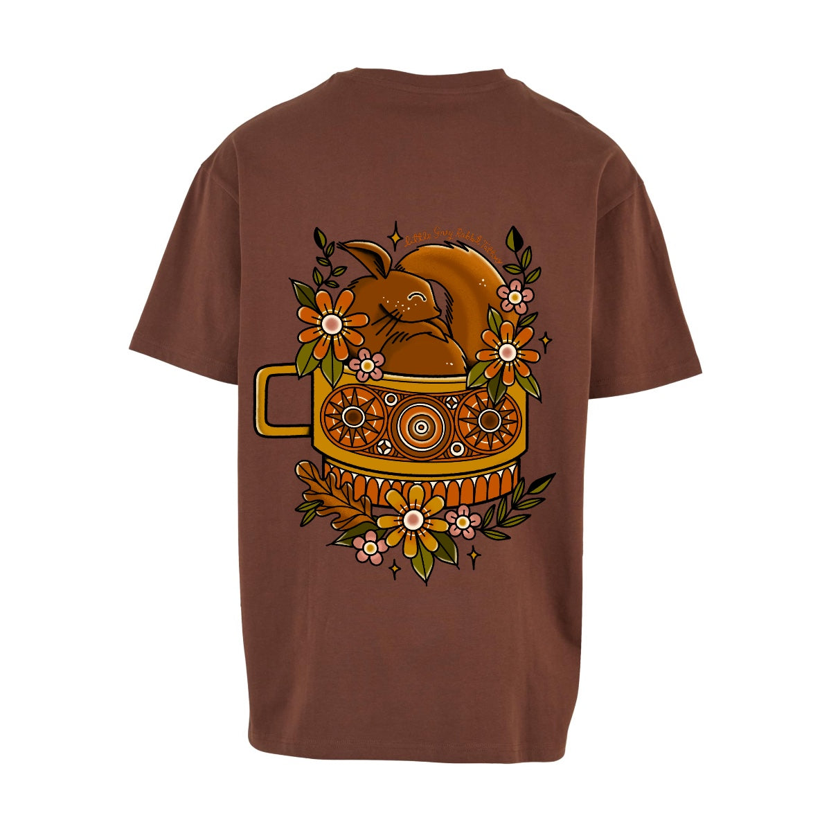 Sleepy Squirrel T-Shirt | Chocolate Brown | Dunker 240gsm Oversized T-Shirt