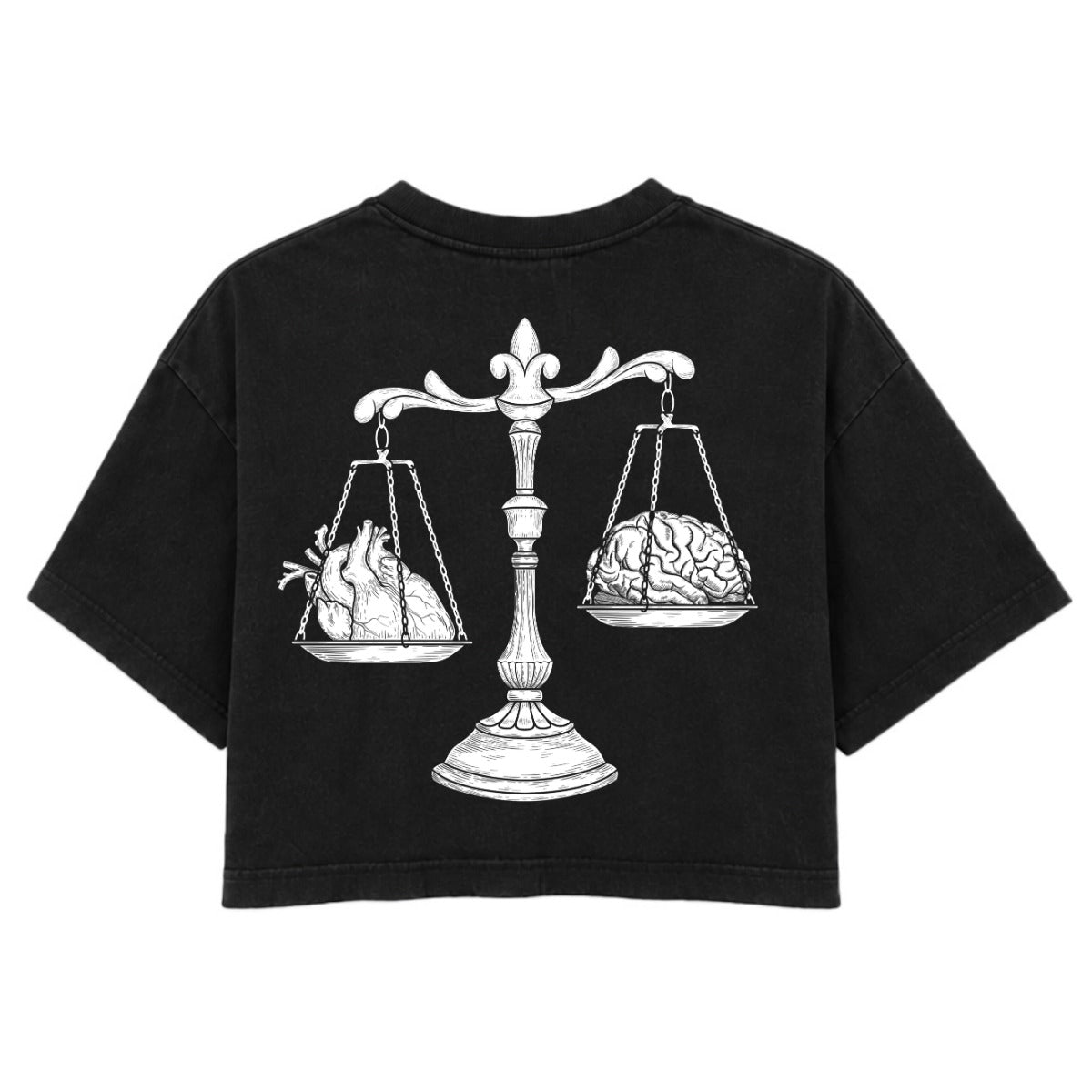 Heavy Heart | Washed Black | Rogue Womens 220gsm Washed Cropped Tee