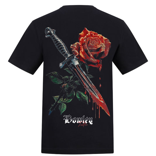 Rose & Dagger Tee | Black | Duzzer 180gsm Regular Fit T-Shirt