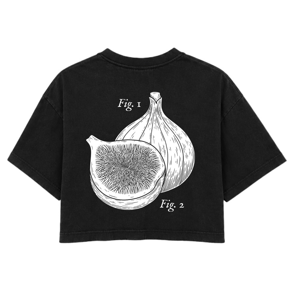 Fig Pun | Washed Black | Rogue Womens 220gsm Washed Cropped Tee