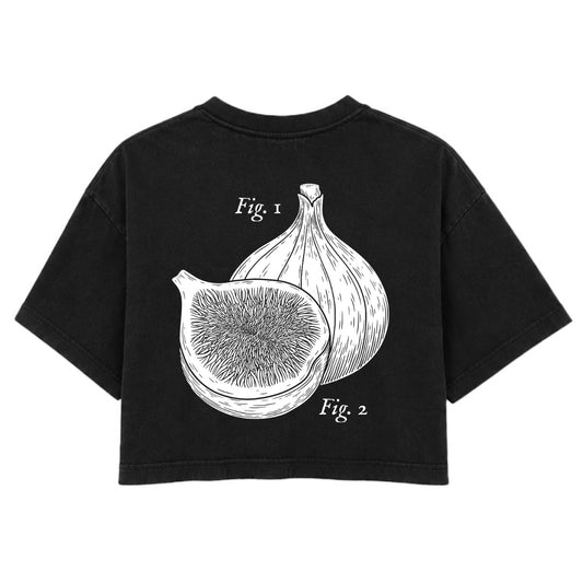 Fig Pun | Washed Black | Rogue Womens 220gsm Washed Cropped Tee