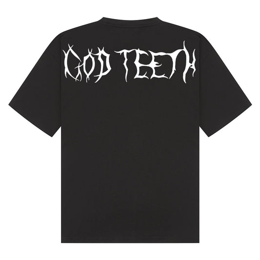 Oversized GODTEETH thorn tshirt | Black | Breezer 180gsm Oversized T-Shirt - Wrong Crowd Artist merch