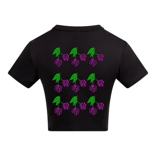 Wild Cherry | Black | Vixen Recycled Womens 240gsm Cropped Tee