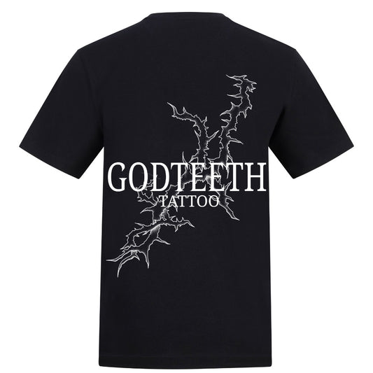 GODTEETH logos | Black | Rizzer 150gsm Regular Fit T-Shirt - Wrong Crowd Artist merch