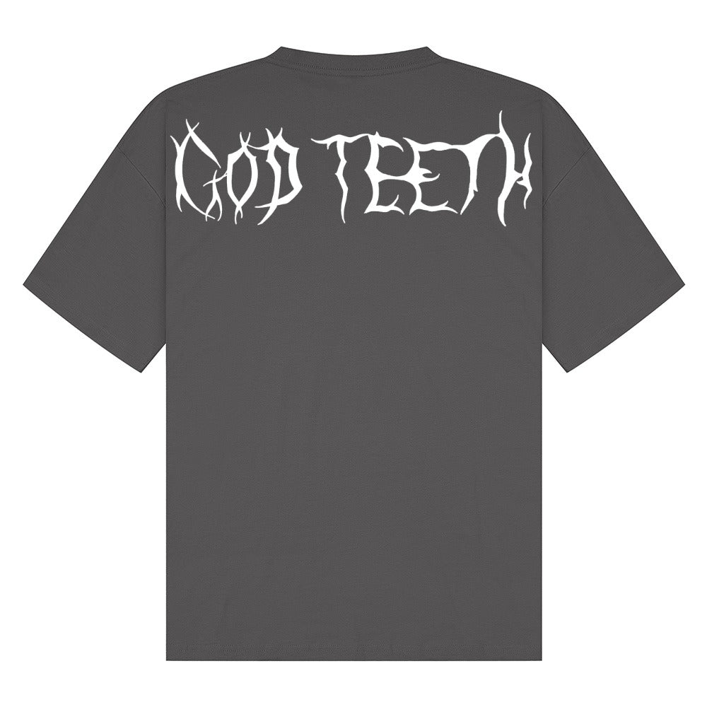 Oversized GODTEETH thorn tshirt | Charcoal | Breezer 180gsm Oversized T-Shirt - Wrong Crowd Artist merch