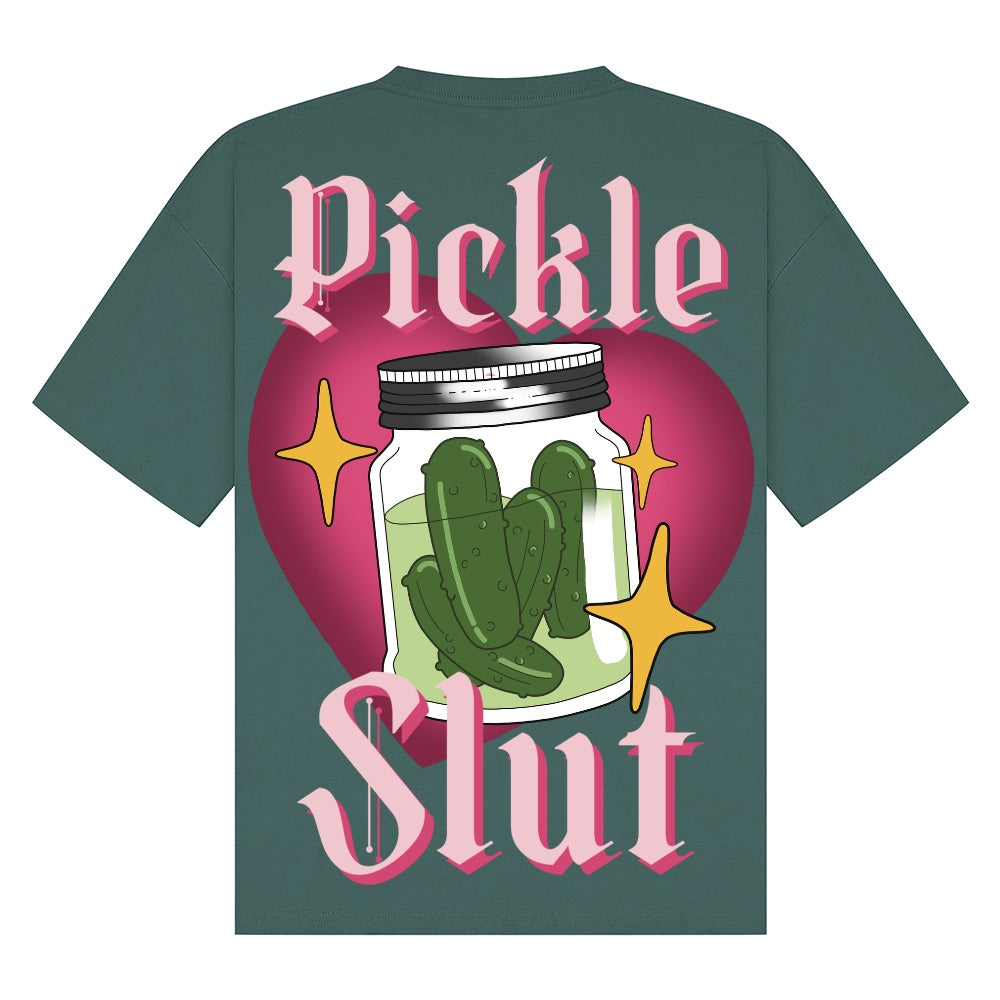 Pickle Slut - Large back print | Pine Green | Breezer 180gsm Oversized T-Shirt