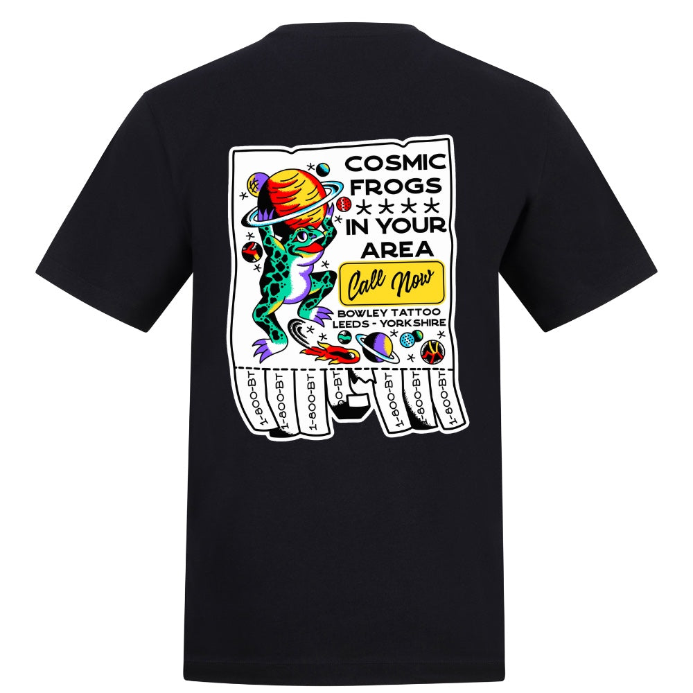 Frogs In Your Area Tee | Black | Duzzer 180gsm Regular Fit T-Shirt