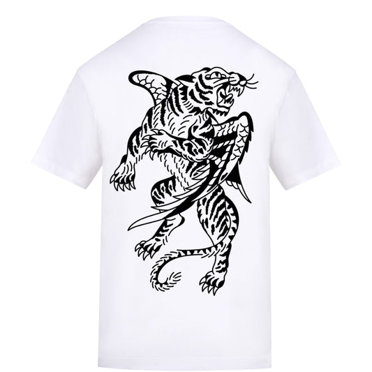 Tigers Black Tee | White | Duzzer 180gsm Regular Fit T-Shirt