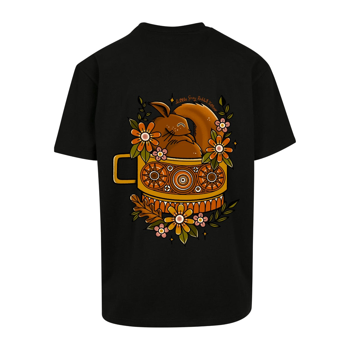 Sleepy Squirrel T-Shirt | Black | Dunker 240gsm Oversized T-Shirt