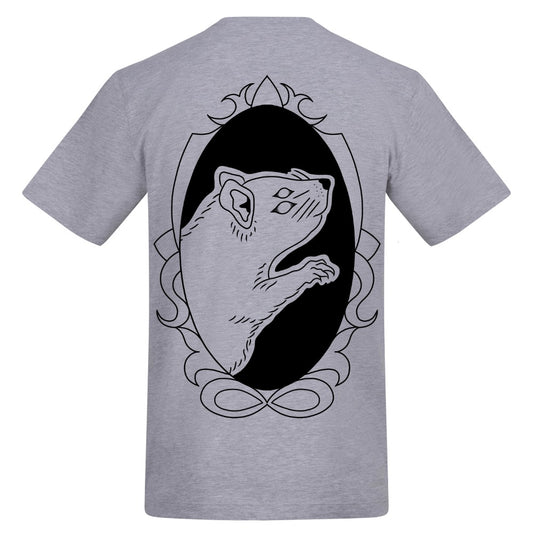 Logo with rat back | Heather Grey | Rizzer 150gsm Regular Fit T-Shirt - Wrong Crowd Artist merch