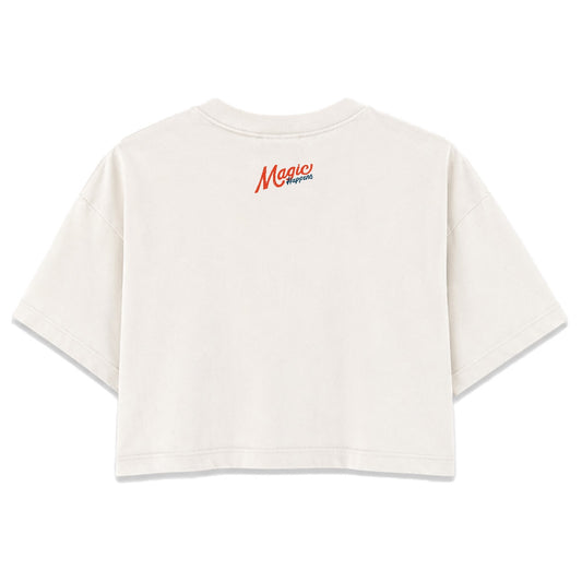 Magic Happens | Vintage Washed White | Rogue Womens 220gsm Washed Cropped Tee